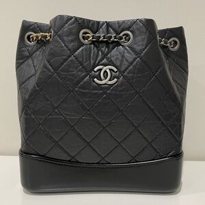 Chanel Gabrielle Quilted Backpack Aged Calfskin Small Black